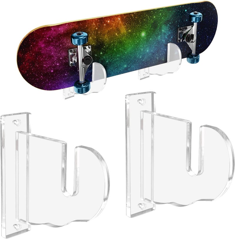 BiJun Skateboard Wall Mount, Snowboard Wall Mount Display, Acrylic Horizontal Skateboards Rack, Skateboard Storage Hanger (Transparent) - Image 1